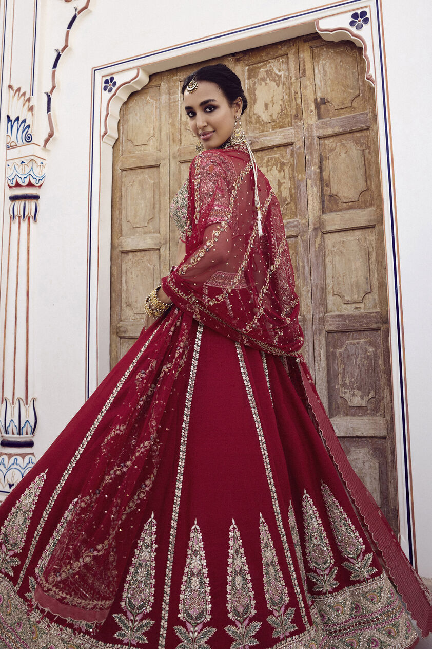 Mritsa Gota Patti Silk Lehenga Set - Red, Red, image 3