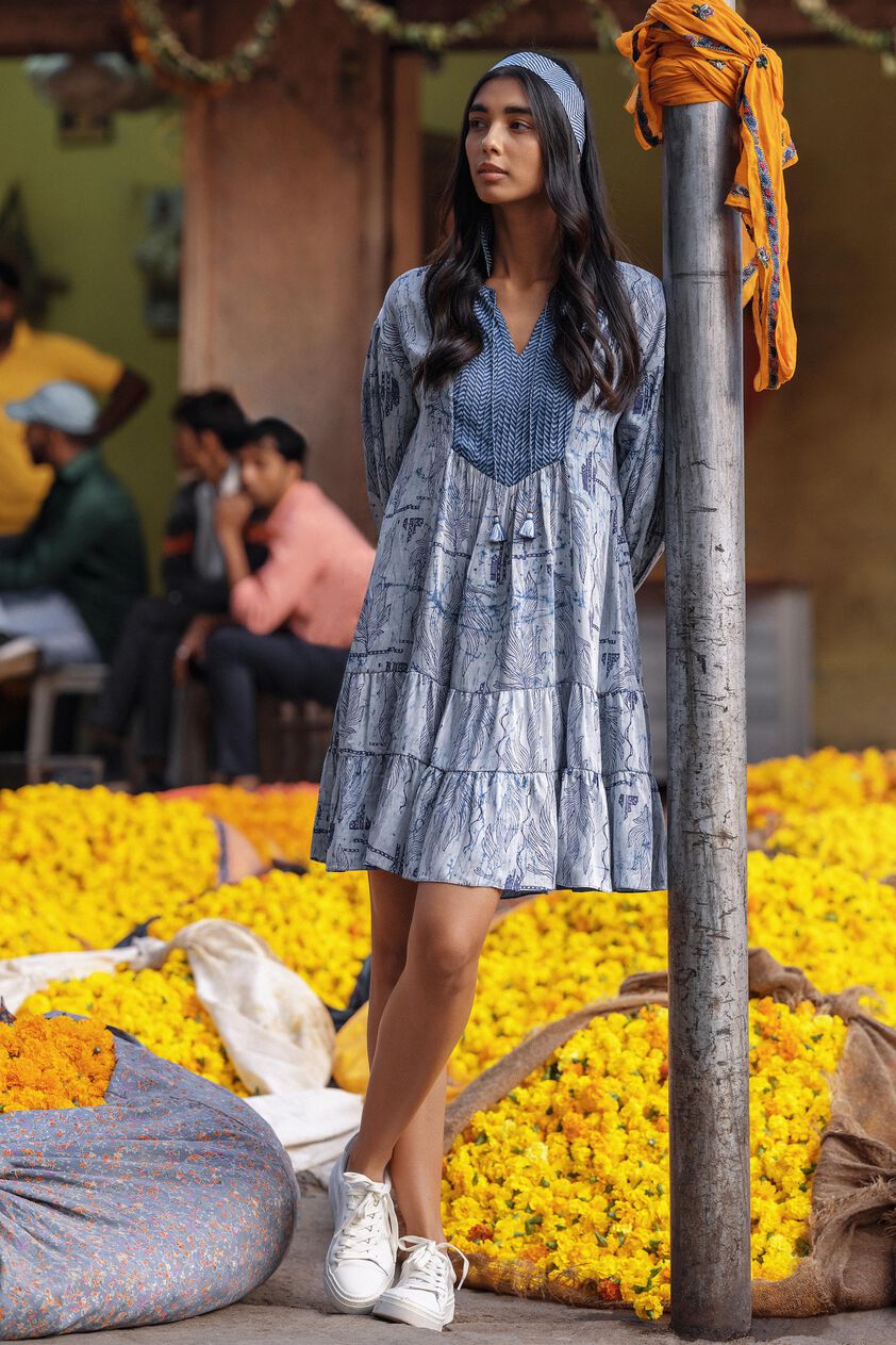 Kohinoor Tiered Dress - Indigo, Indigo, image 5