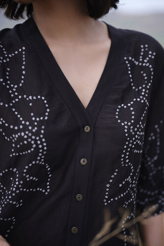 Moorland Handcrafted Bandhani Linen Co-ord - Black, Black, image 3