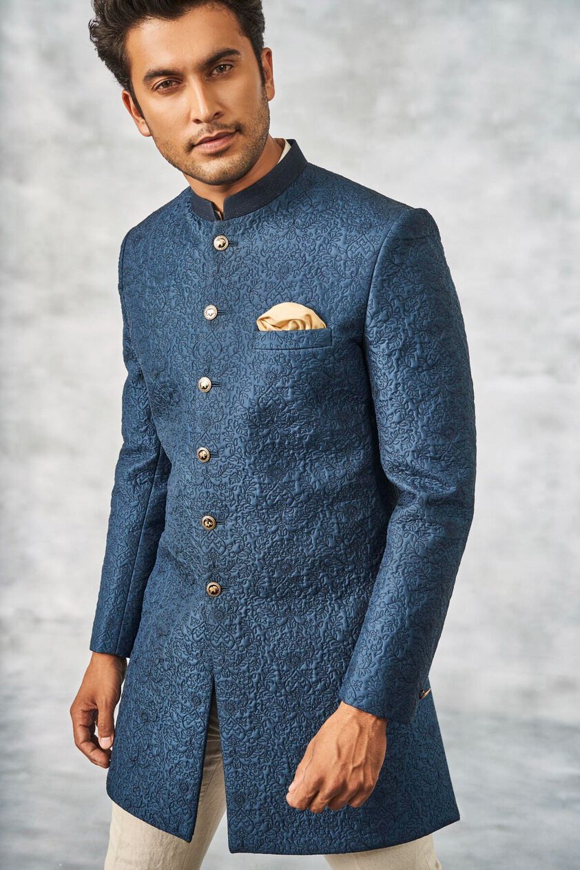 4 - Enayat Sherwani – Navy Blue, image 4