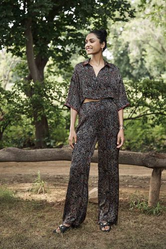 Zen Ajrakh Hand-block Printed Coord - Black, Black, image 1