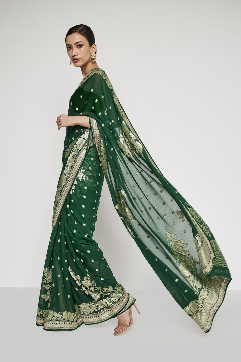 Devangana Saree - Emerald Green, , image 1