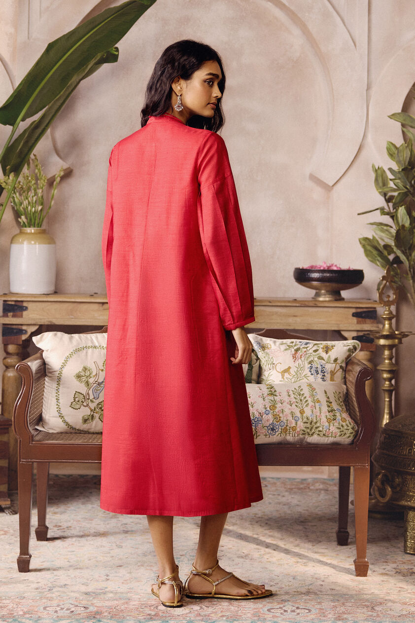 Baccara Silk Dress - Red, Red, image 2