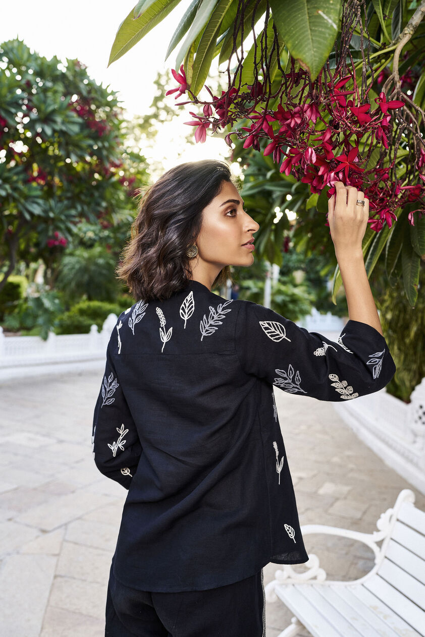 Springtime SEWA Hand-embroidered Coord - Black, Black, image 6