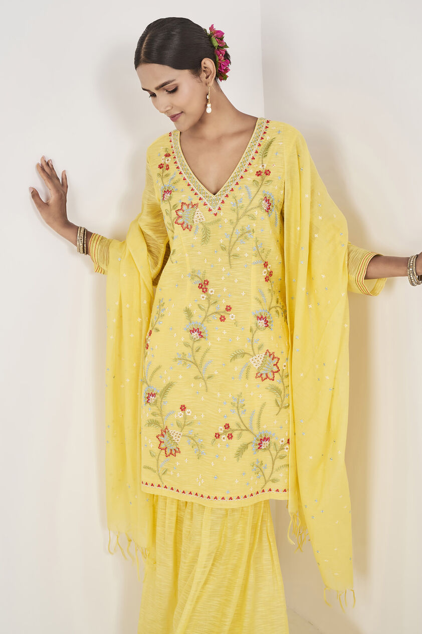 Nirup Gharara Set- Yellow, Yellow, image 6