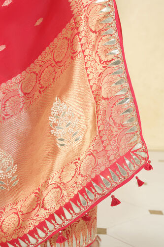 Ulka Handwoven Benarasi Saree Set, Red, image 6