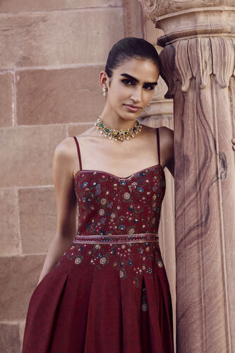 Amalaka Silk Dress - Deep Red, Red, image 3