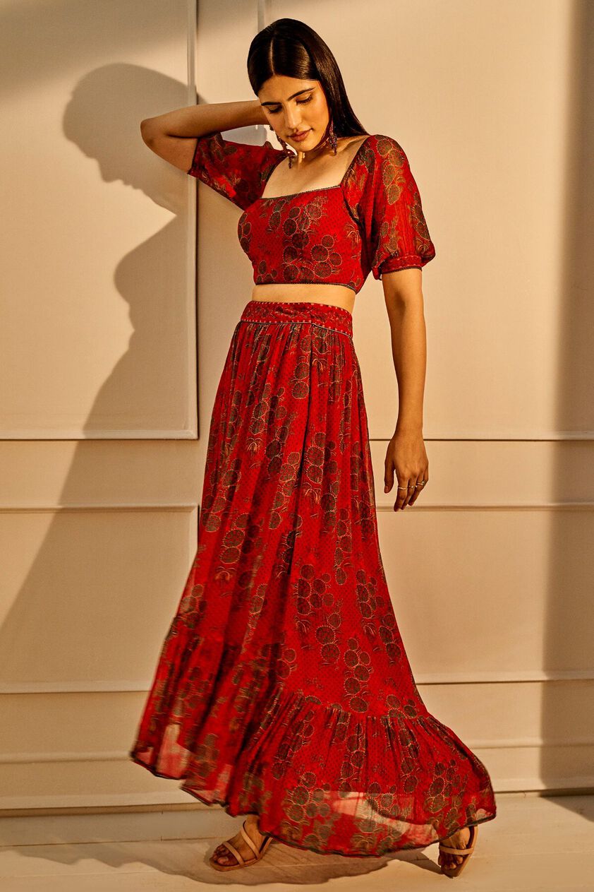 4 - Out Dancing - Red Crop Top & Skirt Set, image 4
