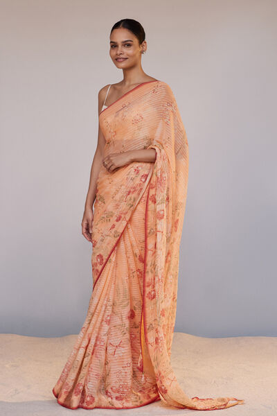 Calfuray Saree Set - Peach