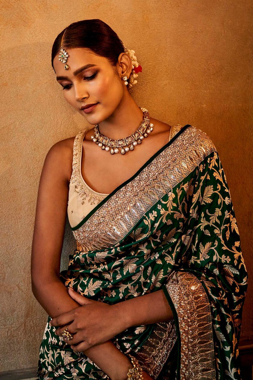 6 - Pankaja Saree Set – Green, image 6