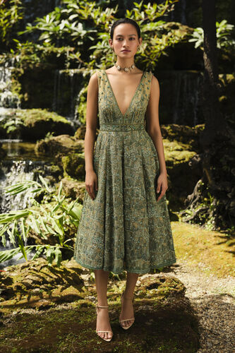 Grassland Embroidered Dress - Green, Green, image 1