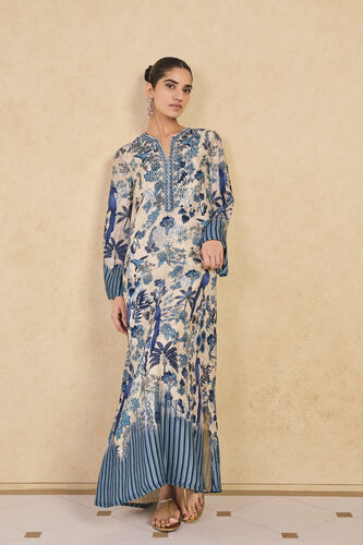 Avis Printed Silk Kaftan - Beige, Beige, image 1