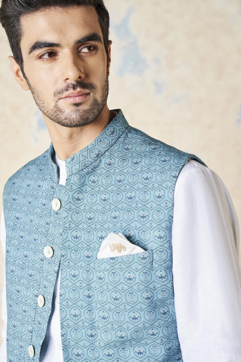 Nimay Nehru Jacket - Blue, Blue, image 5