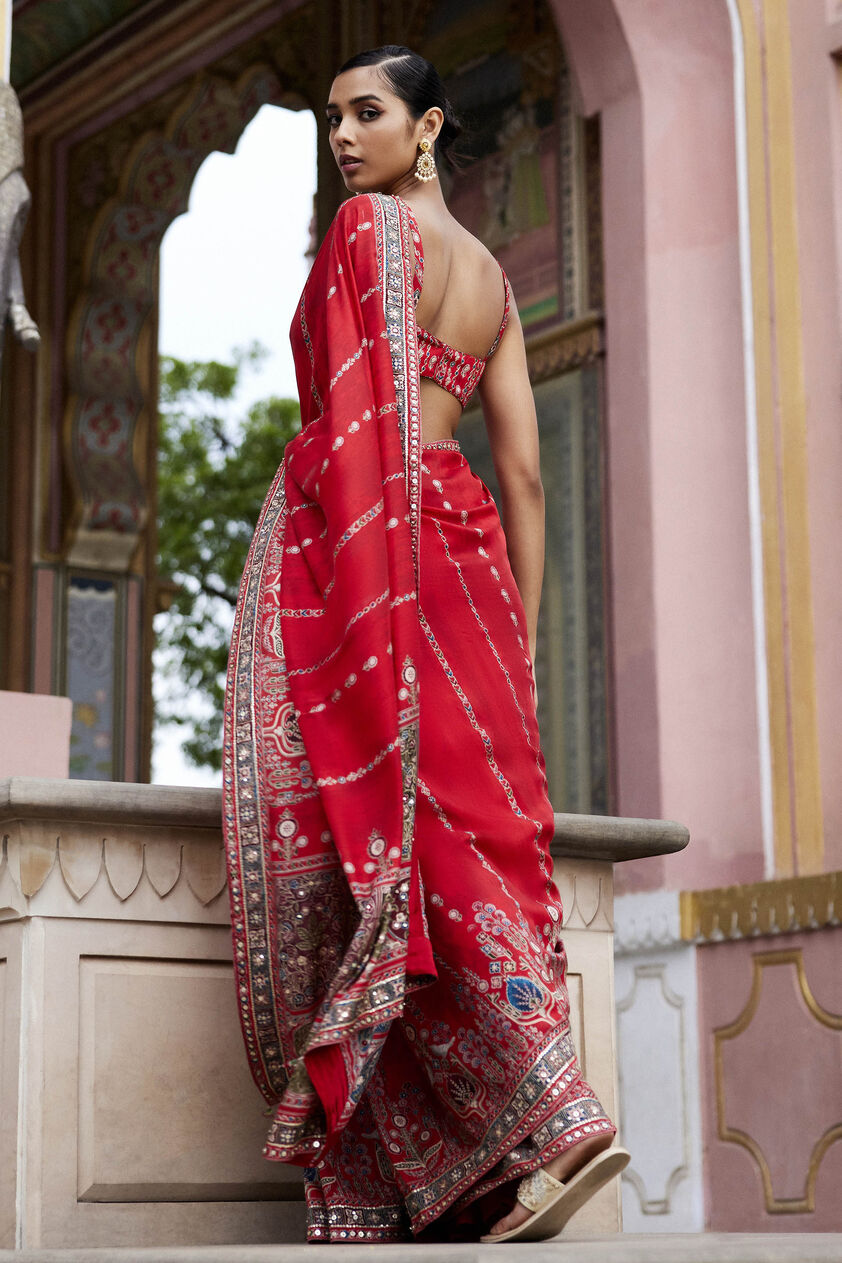 Nuris Saree, Red, image 3