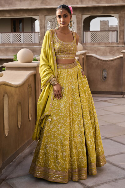 Nartakee Lehenga - Lime