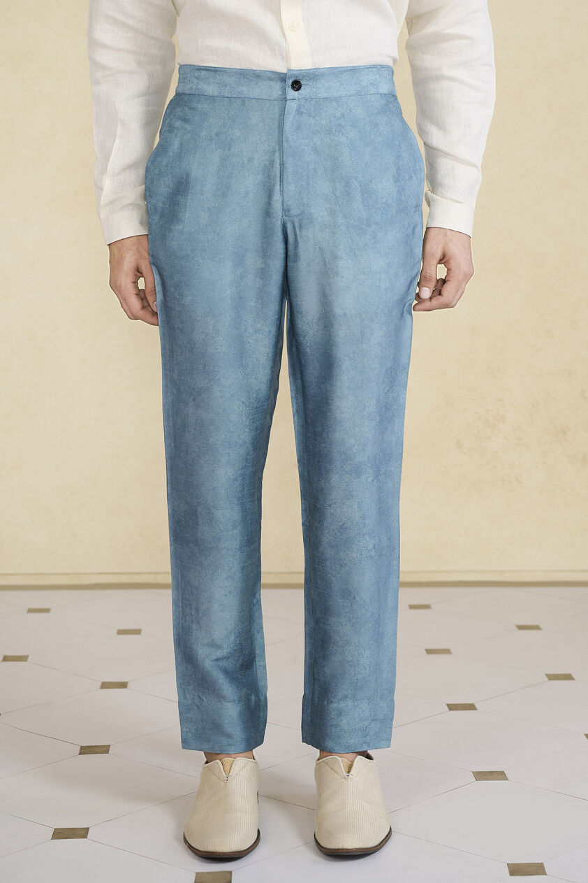 Indigo Silk Trousers, Indigo, image 1