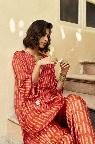 Siesta Hand-block Printed Coord - Rust, Rust, image 4