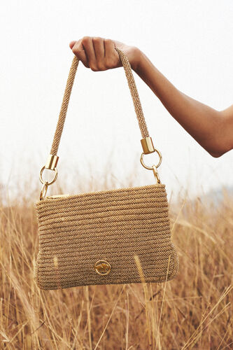 Champagne Gold Glass Beaded Bag, Gold, image 2