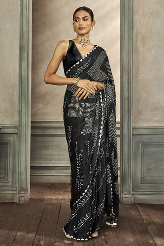 Deetya Bandhani Silk Saree, Black, image 1