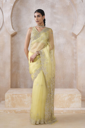 Sharvani Gota Patti Silk Saree, Yellow, image 1