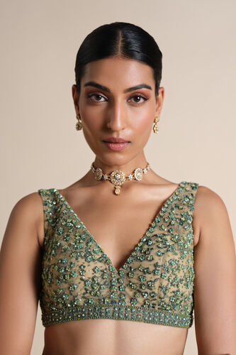 Grassland Embroidered Choli – Green, Multi, image 1
