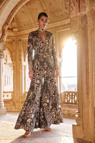 Izar Sequin Jacket Set - Black