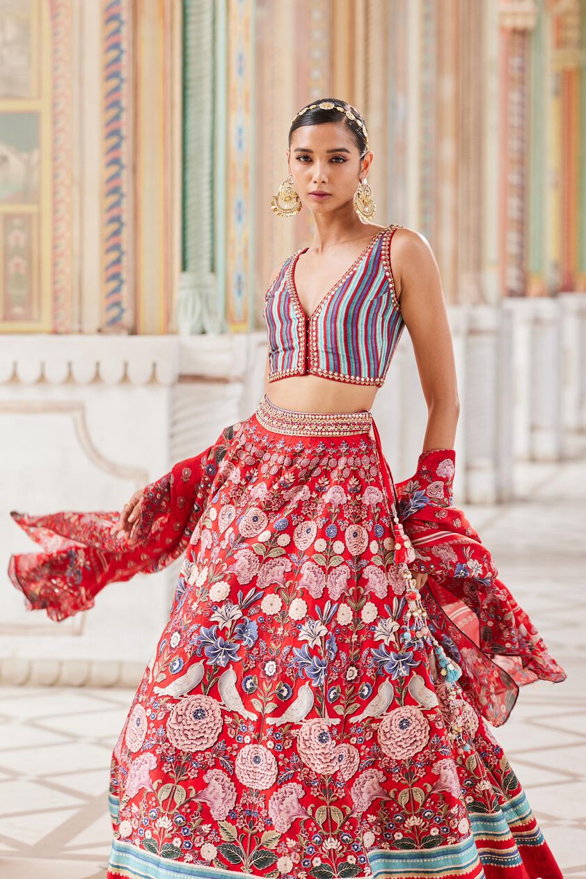 Ghazal Lehenga - Red, Red, image 7