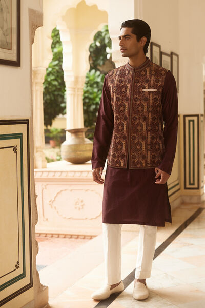 Ranjan Nehru Jacket - Maroon