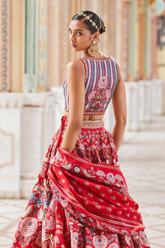 Ghazal Lehenga - Red, Red, image 6