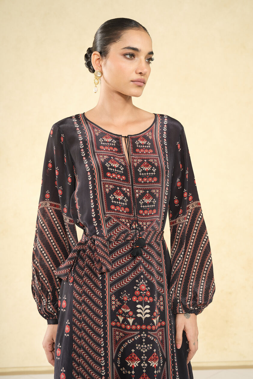Aksum Prnted Kaftan - Black, Black, image 2