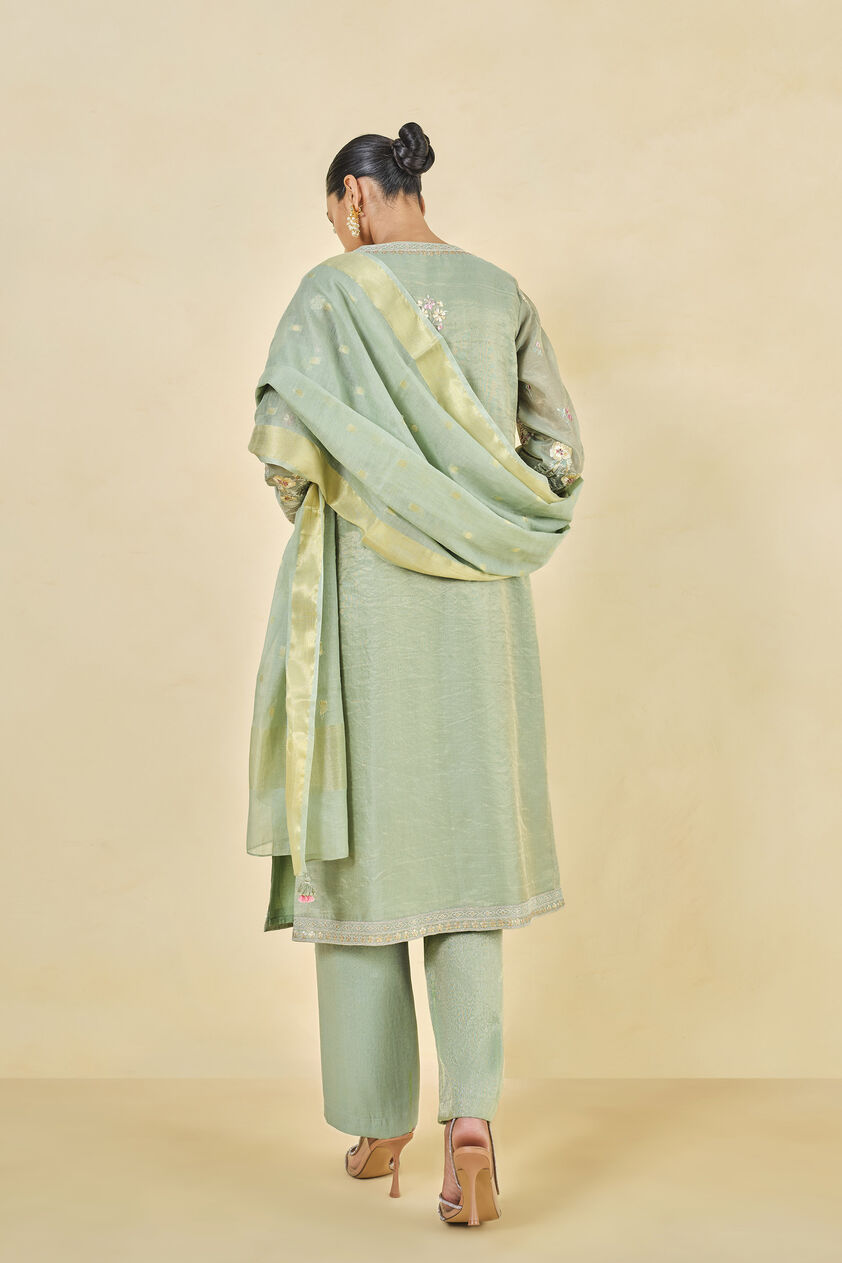 Nasrin Handwoven Maheshwari Suit Set - Sage, Sage, image 3